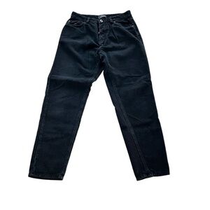 Bershka Women’s Corduroy Pant Sz 29 Black Carrot Fit Button Fly Retro Y2K Urban